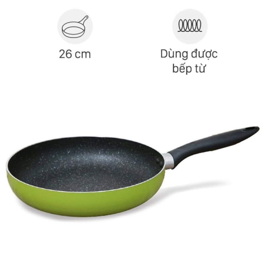 Chảo nhôm chống dính vân đá đáy từ 26 cm Sunhouse SHG1126MGB