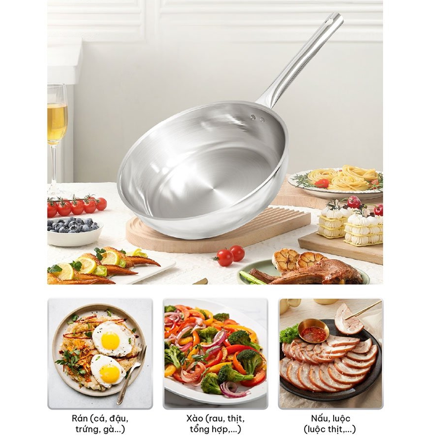 CHẢO INOX LIỀN KHỐI SUNHOUSE HEALTHY IN26M7E