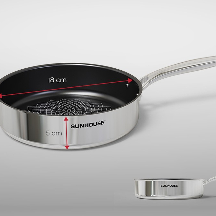 CHẢO INOX 3 LỚP ULTRA TITANIUM SUNHOUSE STI18M