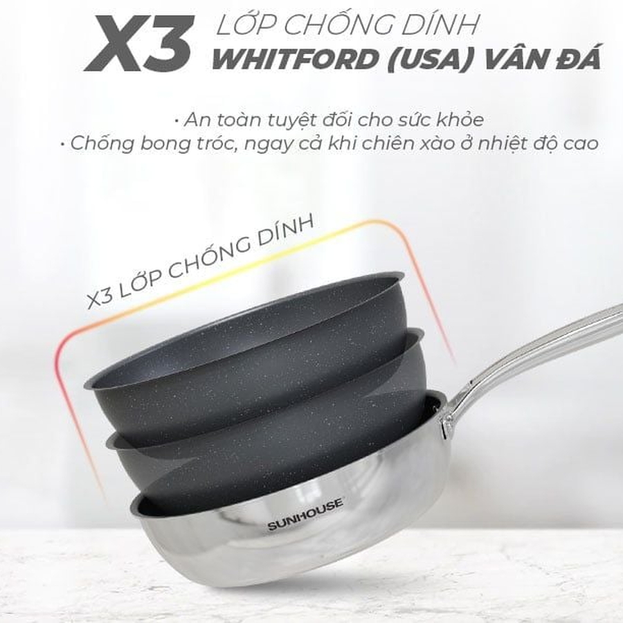 CHẢO INOX NGUYÊN KHỐI SUNHOUSE DESIRE DE26M