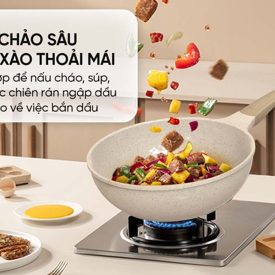 CHẢO PHỦ SỨ AN TOÀN ĐÁY TỪ SUNHOUSE HEALTHY SBDS20/24/26/28MC